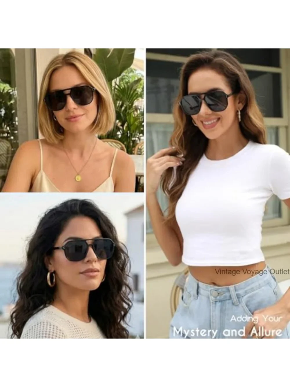 Oversized Polarized Aviator Sunglasses, UV Protection, Geometric Frame